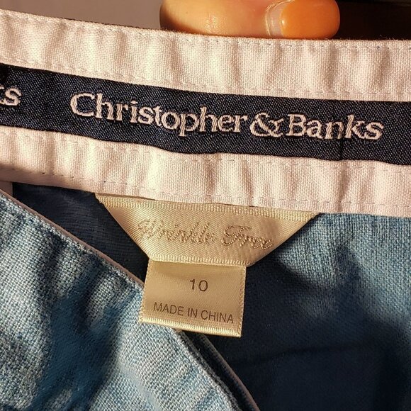 Ladies CHRISTOPHER & BANKS Wrinkle Free Linen Blend Pants in Blue - 10 - Picture 3 of 3